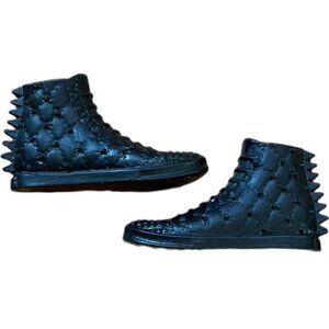 Black Ken Doll High Top Spiked Quilted Pattern Boots Barbie